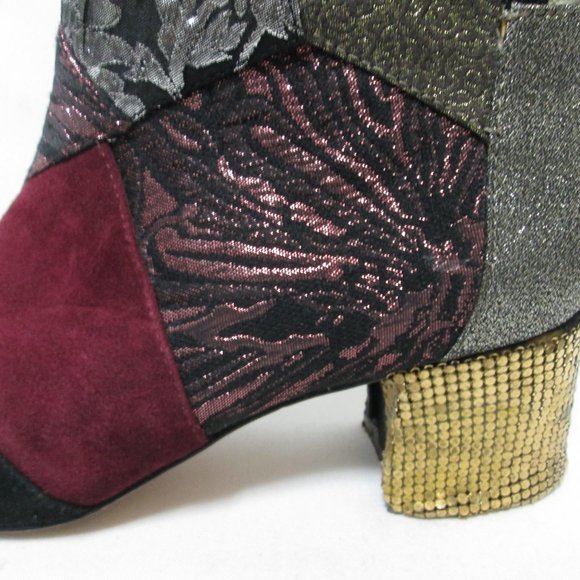 Anthropologie Bettye Mueller Cyd Suede Canvas patchwork boots booties Size 7.5 - Picture 5 of 16